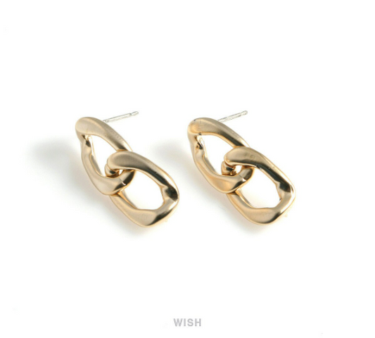 Chain Stud Earrings in Matte Gold, Chain Studs / MMG-478-E