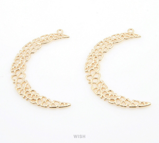 Mesh Crescent Pendant in Matte Gold, Crescent Charm / MMG-334-P