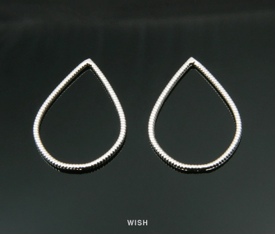 Teardrop Pendants in Rhodium, Teardrop Outline Charms /MRH-007-P (Large)