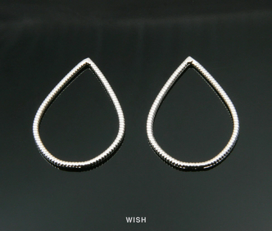Teardrop Pendants in Rhodium, Teardrop Outline Charms /MRH-007-P (Large)