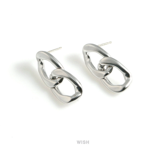 Chain Stud Earrings in Matte Rhodium, Chain Studs / MMRH-478-E