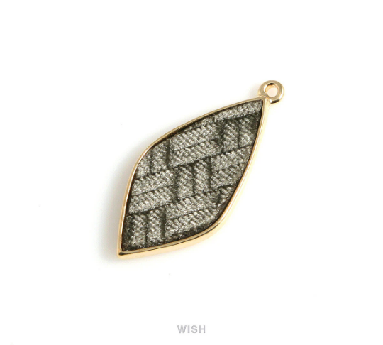 Olive Velvet Pendant in Gold Drop Frame, Khaki Velvet Drop Charm /LOVG-487-P