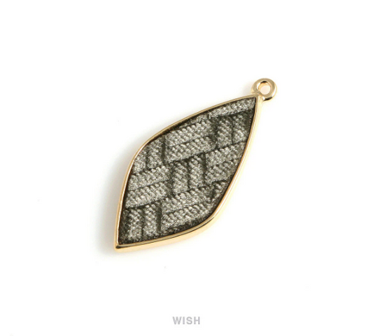 Olive Velvet Pendant in Gold Drop Frame, Khaki Velvet Drop Charm /LOVG-487-P