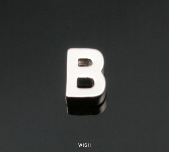 Upper Case Letter "B" in Matte Rhodium, Capital Letter "B" / MMRH-001-B (B)