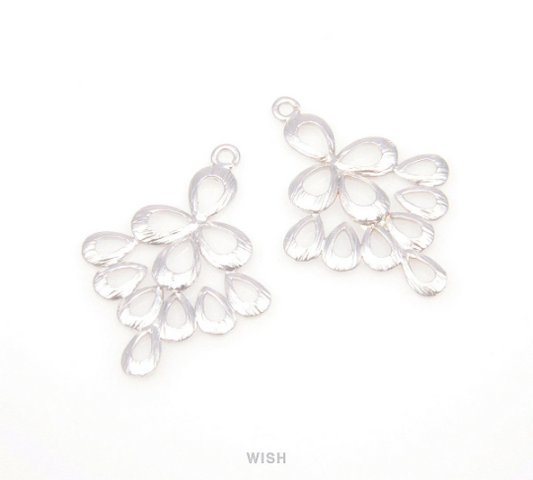 Peacock Theme Pendants in Matte Rhodium, Peacock Charms /  MMRH-086-P