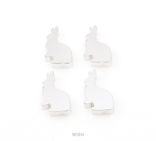 Rabbit Beads Pendants in Matte Rhodium, Bunny Beads / MMRH-080-B