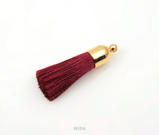 Burgundy Thread Tassel with Bell Cap in Gold /TBGG-001-T (Small)