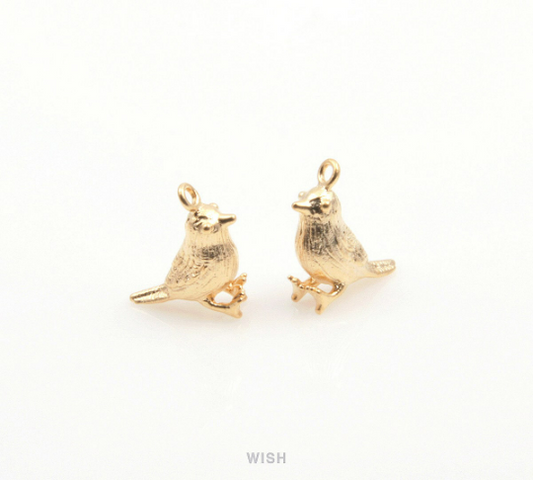 Sparrow Pendants in Matte Gold, Solid Sparrow Charms / MMG-187-P