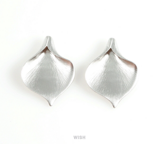 Calla Petal Pendants in Matte Rhodium, Textured Calla Petal Charm / MMRH-073-P (Large)