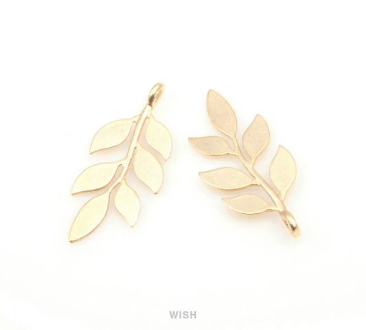 Six Leaves Twig Pendant in Matte Gold, Six Leaves Twig Charm / MMG-198-P