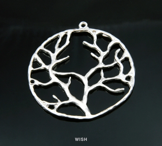 Family Tree in Circel Pendants in Matte Rhodium, Family Tree Charms / MMRH-164-P