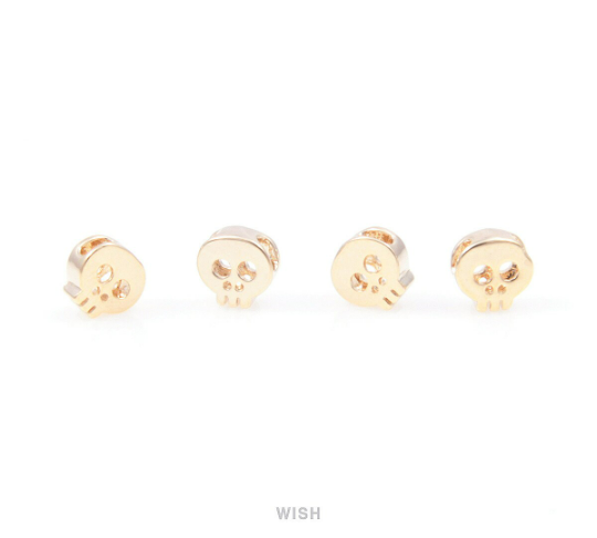 Small Skull in Gold , Skull Beads/ MG-038-B