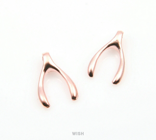 Wishbone Pendant in Matte Rose Gold, Wishbone Charm / MMRG-228-P