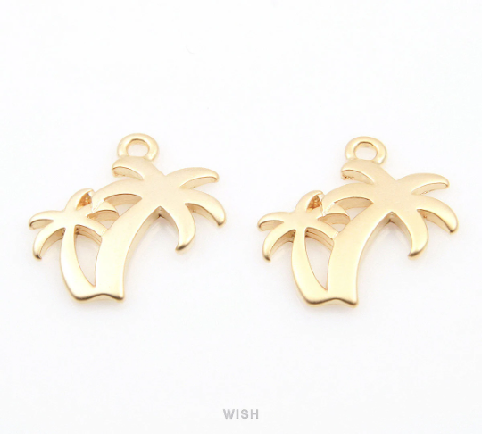 Palm Tree Pendants in Matte Gold, Tree Charms / MMG-069-P
