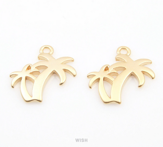 Palm Tree Pendants in Matte Gold, Tree Charms / MMG-069-P