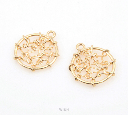 Dream Catcher Pendants in Matte Gold, Dreamcatcher Charm / MMG-342-P