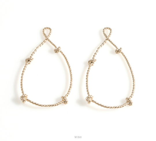 Open Drop with Knots Pendant in Matte Gold, Open Teardrop with Knots Charm / MMG-619-P