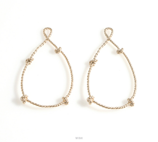 Open Drop with Knots Pendant in Matte Gold, Open Teardrop with Knots Charm / MMG-619-P