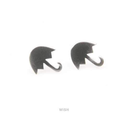 Umbrella Stud Earrings in Matte Rhodium, Umbrella studs / MMRH-255-E