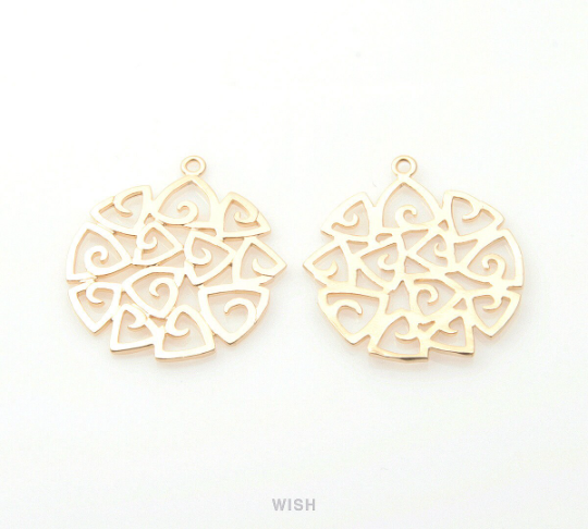 Multi Triangle Pendants in Matte Gold, Triangle Round Charms / MMG-174-P