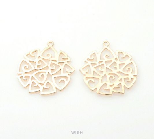 Multi Triangle Pendants in Matte Gold, Triangle Round Charms / MMG-174-P