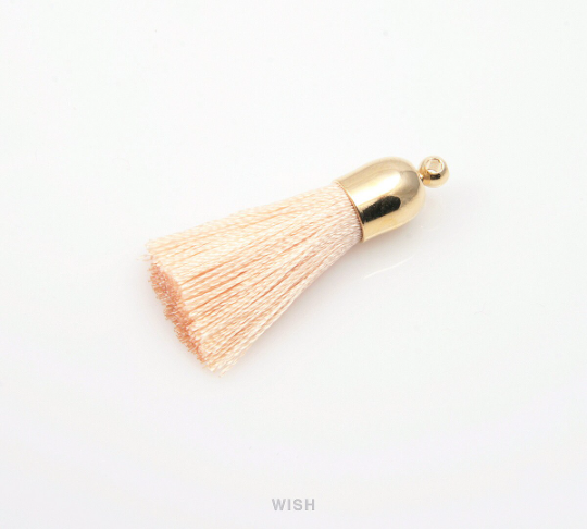 Peach Thread Tassel with Bell Cap in Gold / TPCG-001-T (Small)
