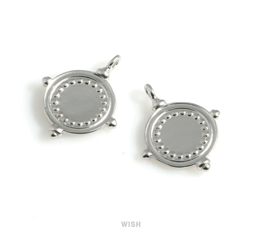 Steering Pendants in Matte Rhodium, Steering Wheel Charm / MMRH-528-P