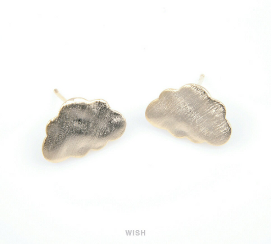 Cloud Stud Earrings in Brush Gold, Cloud Stud Ear Post /MBG-092-E