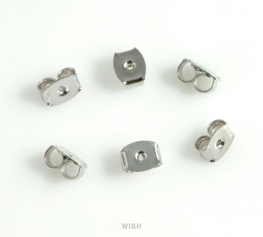 Ear Nut in Rhodium, Gold Ear Back Findings / FRH-020-N (50 pairs)