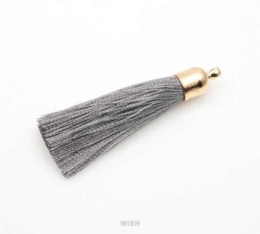 Gray Thread Tassel with Bell Cap in Gold / TGYG-002-T (Medium)