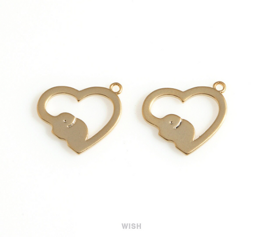 Open Heart Charm in Matte Gold, Open Heart Pendant / MMG-685-P