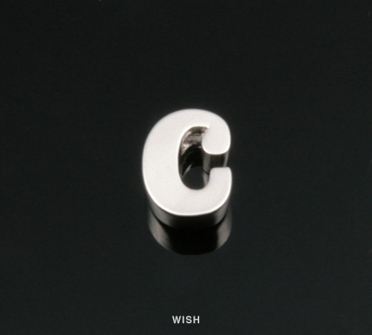 Lower Case Letter "c" in Matte Rhodium, Small Letter "c" / MMRH-002-B (c)