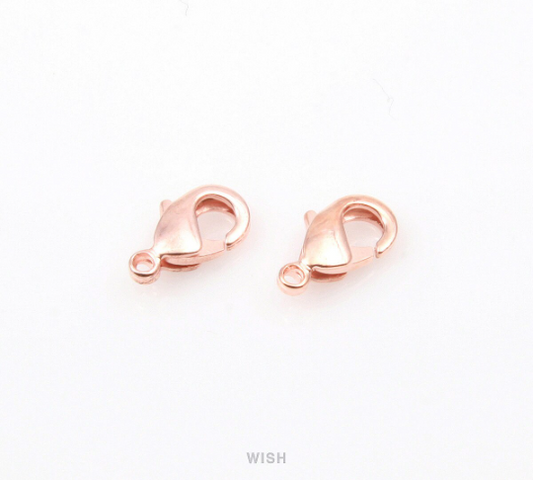 Rose Gold Plated Lobster Clasps with 10 Clasp Bars, Lobster Claw Clasps / FRG-021-C-901