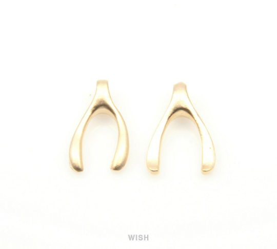 Wishbone Pendant in Matte Gold, Wishbone Charm /MMG-228-P