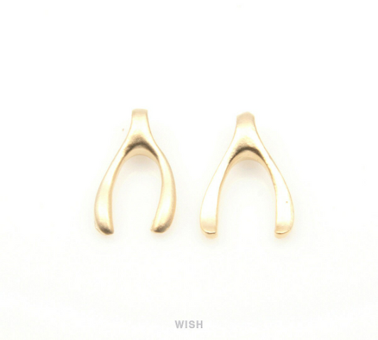 Wishbone Pendant in Matte Gold, Wishbone Charm /MMG-228-P