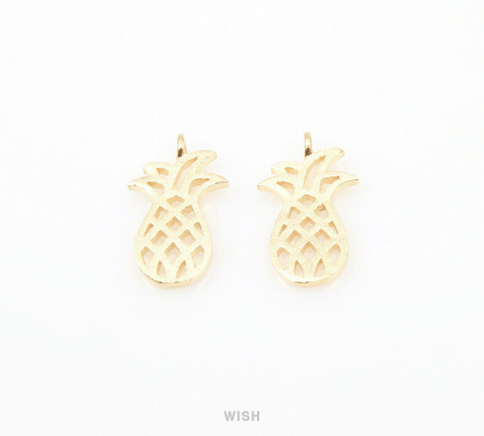 Pineapple Pendants in Matte Gold, Pineapple Charm / MMG-018-P (Vertical Loops)