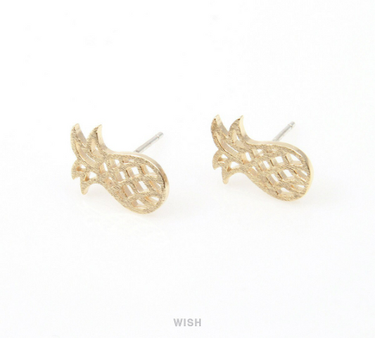 Pineapple Earpost in Matte Gold, Pineapple Earrings / MMG-019-E
