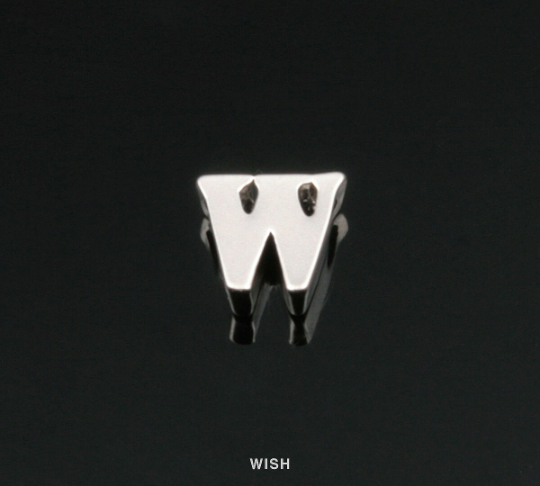 Lower Case Letter "w" in Matte Rhodium, Small Letter "w" / MMRH-002-B (w)