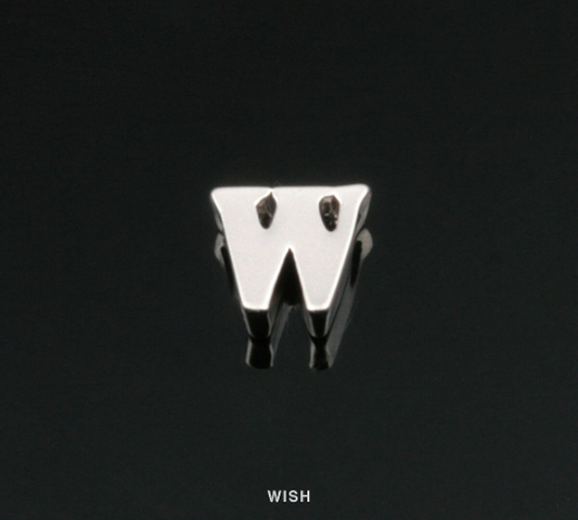 Lower Case Letter "w" in Matte Rhodium, Small Letter "w" / MMRH-002-B (w)