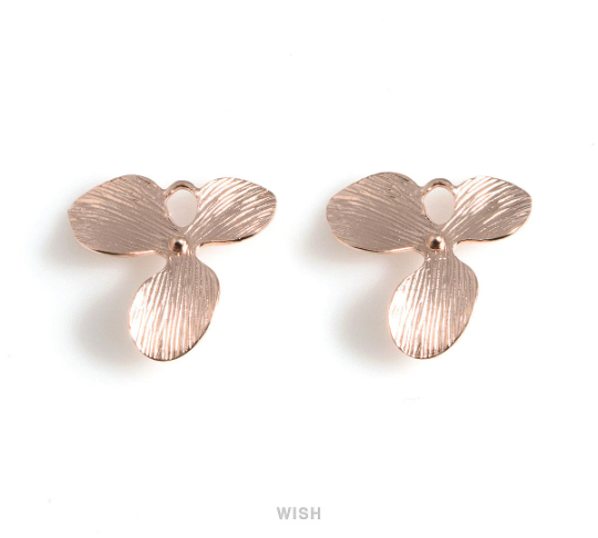 Orchid Flower Petal Connectors in Matte Rose Gold, Floral Charms / MMRG-035-C