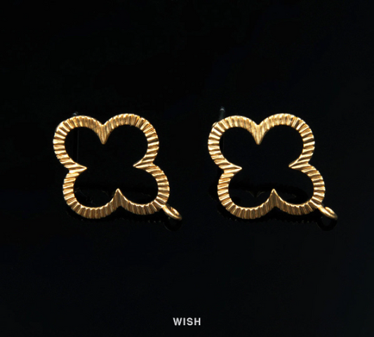 Clover Stud Earrings in Matte Gold, Clover Stud Ear Post / MMG-121-E