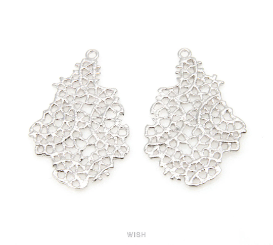 Autumn Leaf Pendant in Matte Rhodium, Autumn Leaf Charm / MMRH-294-P