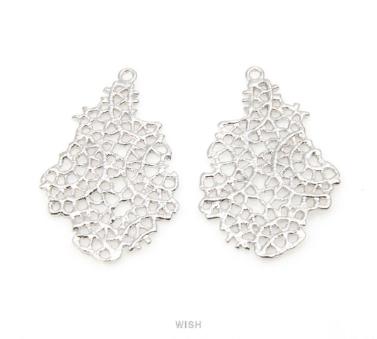 Autumn Leaf Pendant in Matte Rhodium, Autumn Leaf Charm / MMRH-294-P