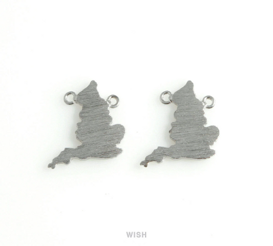 England Map Pendants in Matte Rhodium, United Kingdom Map Charm / MMRH-452-P