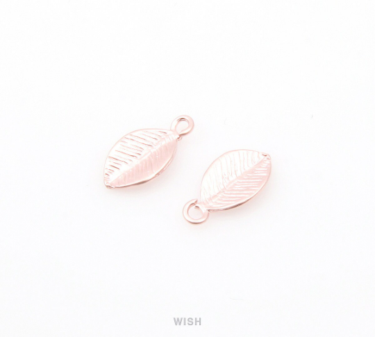 Small Leaves Pendants in Matte Rose Gold, Leaves Charms / MMRG-027-P (8 pcs)
