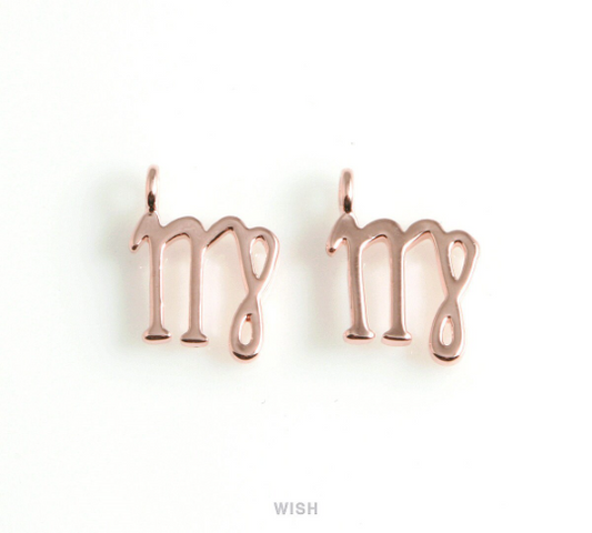 Virgo Zodiac Sign Pendants in Rose Gold, Zodiac Charm / MRG-453-VI