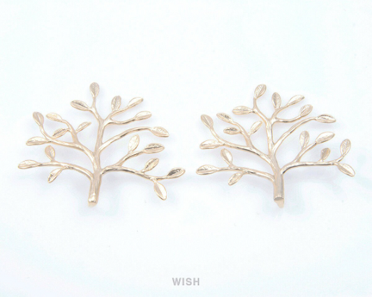 Leaves and Branch Pendants in Matte Gold, Branch Tree Charms / MMG-110-P