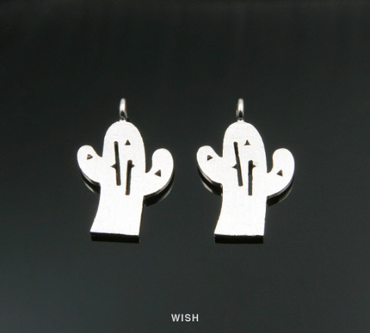 Cactus Pendant in Matte Rhodium, Cactus Charm /MMRH-284-P