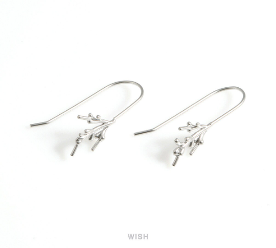Pine Tree Hook Earrings in Matte Rhodium, Pine Tree Ear hooks / MMRH-571-E