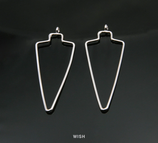 Open Arrow Wire Pendant in Rhodium, Open Arrow Charm / MRH-288-P